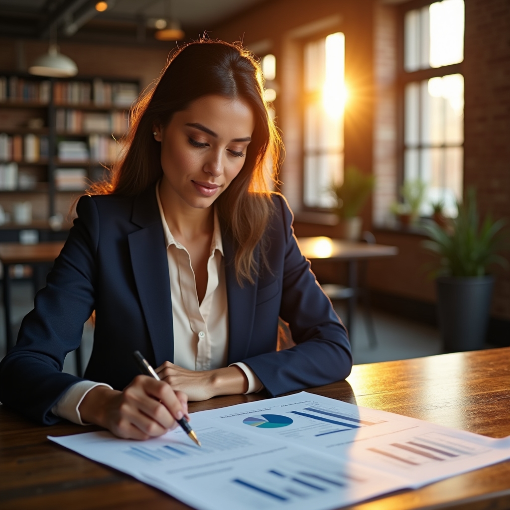 Financial education consultation with savings documents and charts